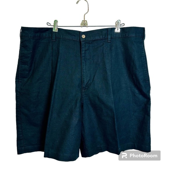 VTG Fieldmaster Pleated Chino Shorts Men’s sz. 42 Black Linen Cotton Blend‎ - Picture 1 of 6